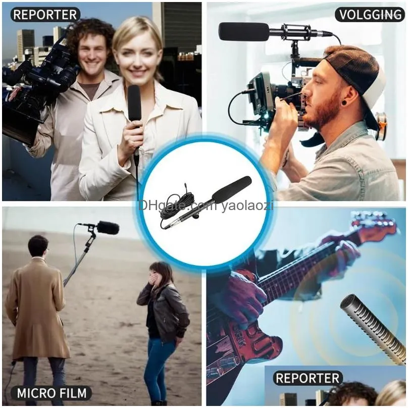 microphones long interview microphone condenser recording vlog live mic super-cardioid video camcorder