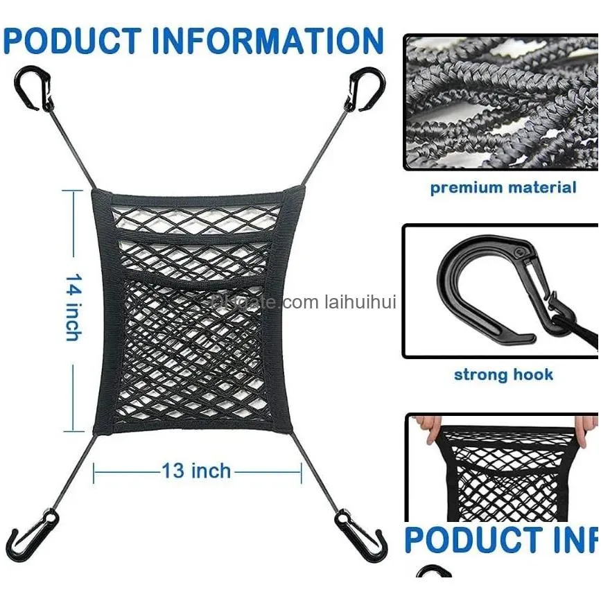 car organizer 3-layer mesh seat back net bag barrier of backseat pet kids cargo tissue purse holder driver storage netting pouch