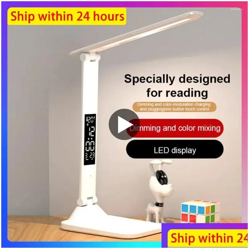 Table Lamps Led Lamp Eye Protection Lights Learning Student Dormitory Charging Reading Desk Folding Intelligent Drop Delivery Dhjtf