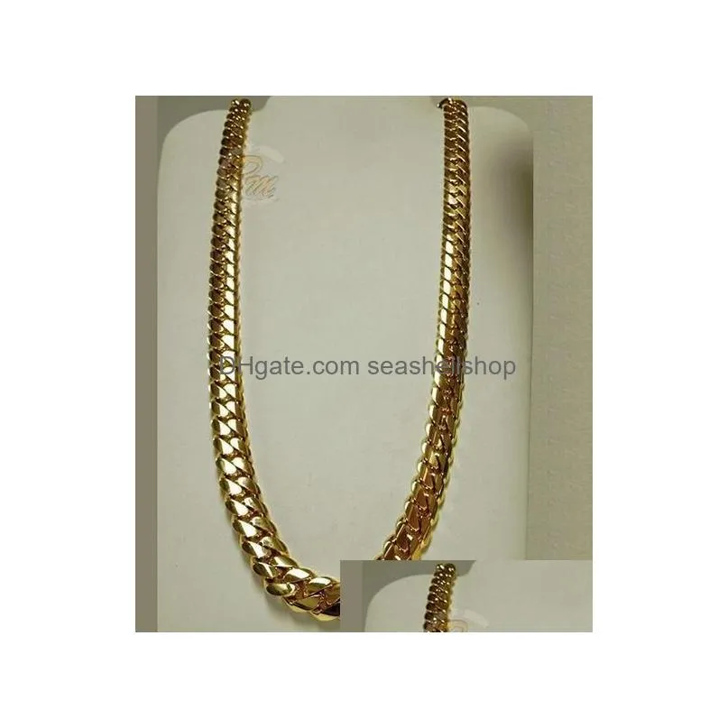 Chains 14K Gold  Men039S Cuban Curb Link Chain Necklace 24Quot1255421 Drop Delivery Jewelry Necklaces Pendants Dh5Up