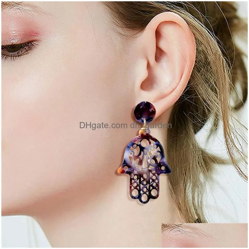 Dangle & Chandelier New Geometric People Hand Drop Earrings For Women Fashion Acid Acrylic Resin Dangle Big Colorf Pendants Dhgarden Dhjrr