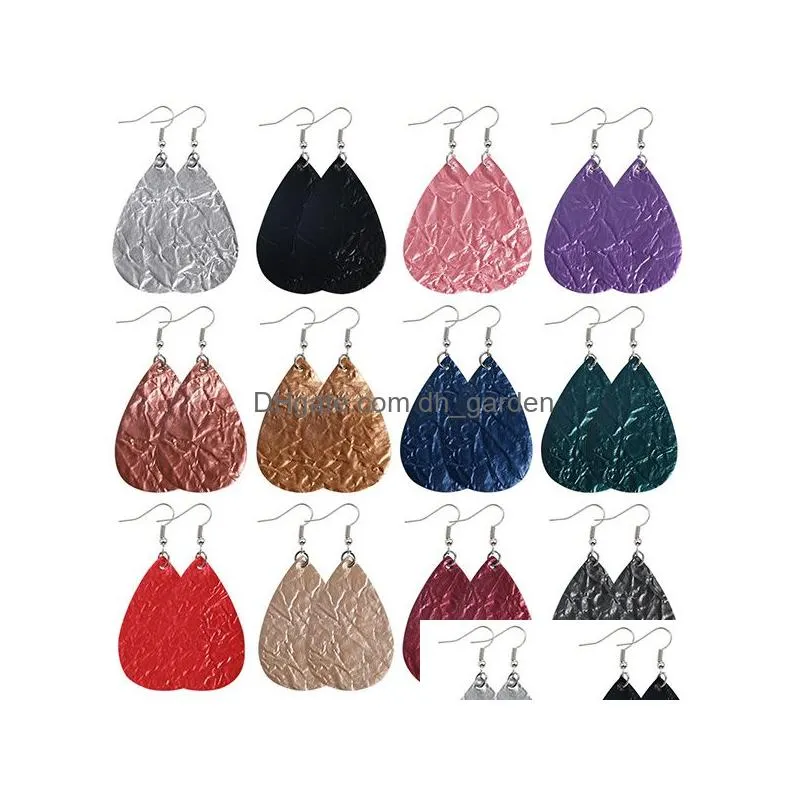 Dangle & Chandelier Designer Colorf Weave Water Wave Leather Earring For Women Girls Fashion Dangle Earrings Oval Waterdrop Dhgarden Dhhzj