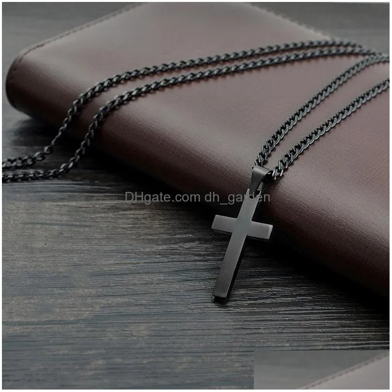 Pendant Necklaces Christian Pray Jesus Charm Cross Necklaces Pendants For Men Women Gifts Fashion Stainless Steel Jewelry Bl Dhgarden Dhg0K