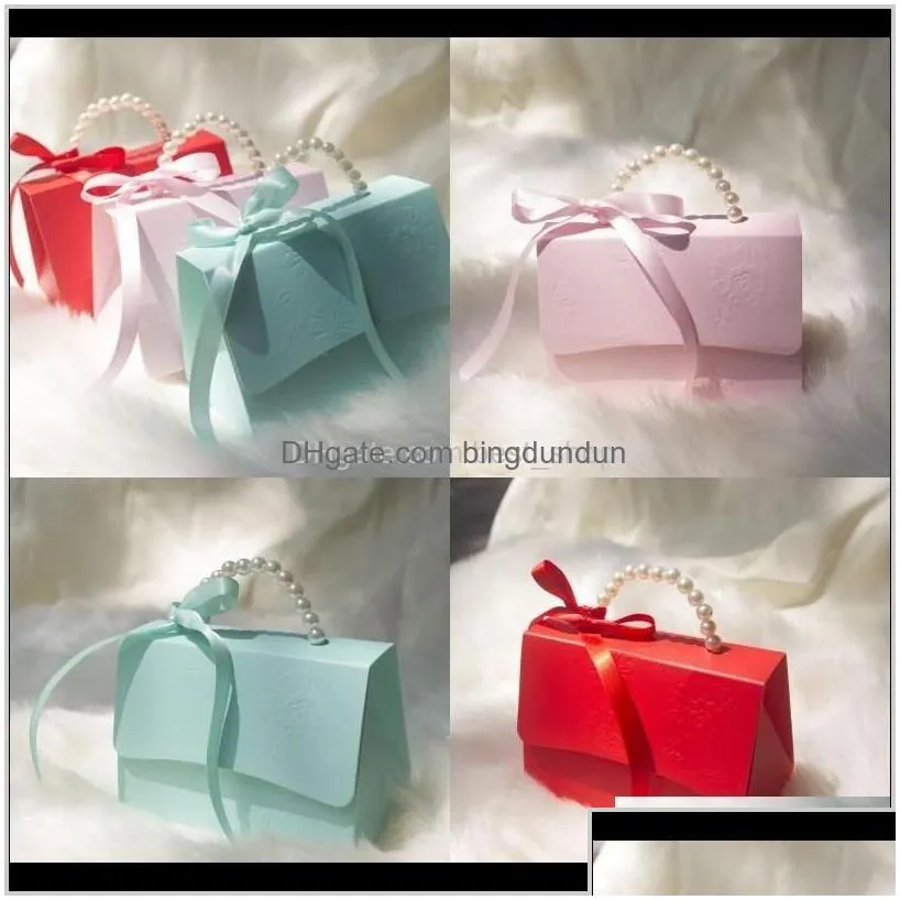Gift Wrap Event Festive Party Solid Color Candy Boxes With Ribbon Portable Small Paper Box Red Marry Supplies5461688 Drop Delivery Dhrab