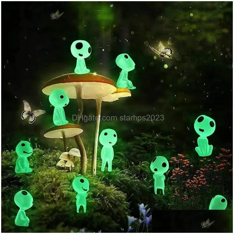 Garden Decorations 510Pcs Luminous Tree Ees Spirits Figures Fairy Micro Landscape Ornament Glowing In Dark Miniature Flower Potted Dr Dhscq