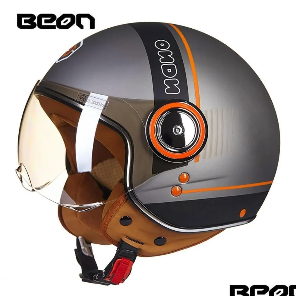 Motorcycle Helmets Helmet Chopper 3 4 Open Face Vintage Moto Casque Casco Capacete Men Women Scooter Motorbike Drop Delivery Dhwng