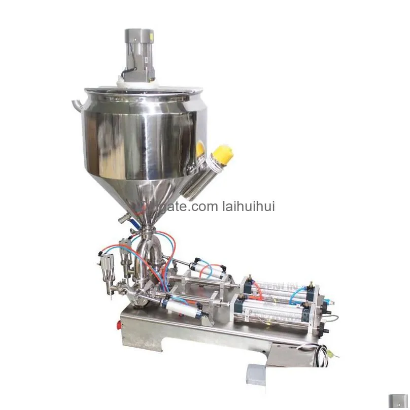 pneumatic tools double head heating and mixing filling machine semi-automatic piston filler for paste material bottling equipment