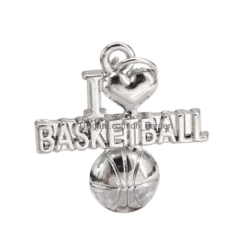 Charms New Fashion Unique I Love Basketball Pendants For Necklace Bracelets Special Sliver Gold Sports Jewelry Charm Diy Mak Dhgarden Dhcvs