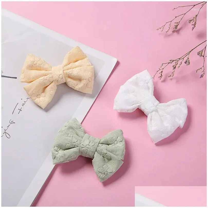 hair accessories 2 pcs/lot lovely stitch flower baby girl clips solid children hairpin bowknot cotton kids barrettes