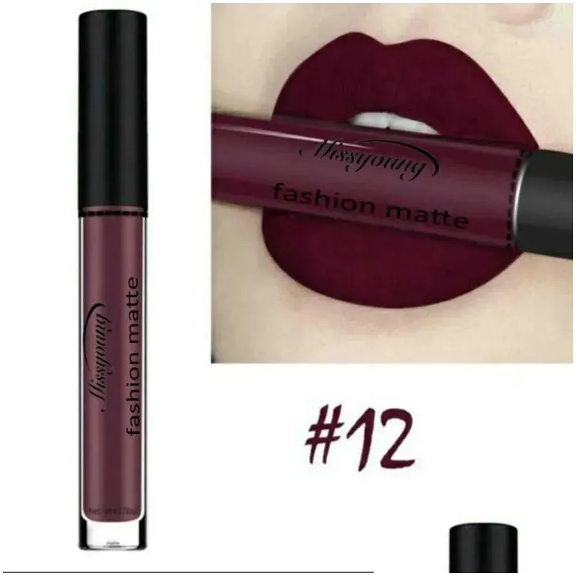 lip gloss lips makeup black red lipstick tube 18 colors velvet matte cosmetics tint waterproof glaze