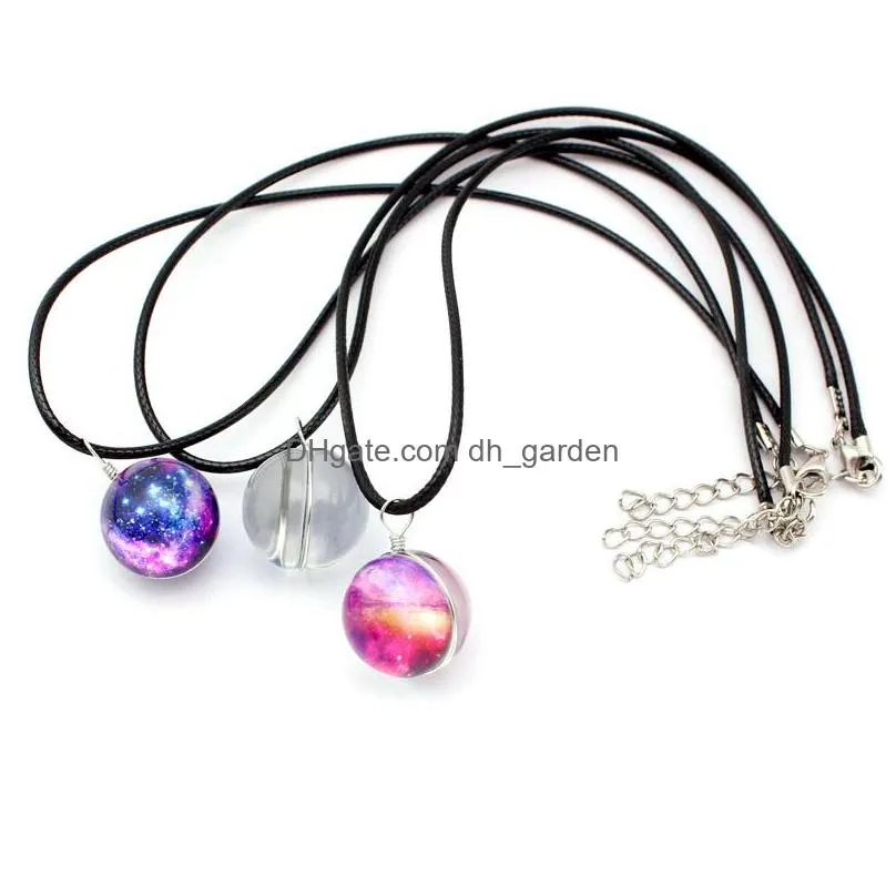 Pendant Necklaces Fashion Neba Star Galaxy Pendant Necklaces Universe Planet Jewelry Double Sided Glass Art Picture Handmade Dhgarden Dhubk