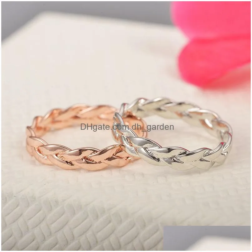 Cluster Rings Retro Winding Twist Ring For Women Creative Design Closed Gold Sier Color Wedding Elegant Jewelry Selling Dro Dhgarden Dhlub