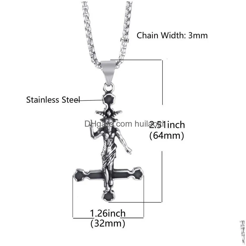 pendant necklaces elfasio men stainless steel necklace baphomet goat inverted jewelry satanic satan demon devil lucifer9702479