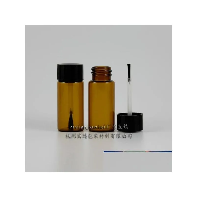 Packing Bottles Wholesale 10Ml Brown/Amber Glass  Oil Bottle With Black Plastic Brush Cap Nail Polish Drop Delivery Office Sc Dhlgc