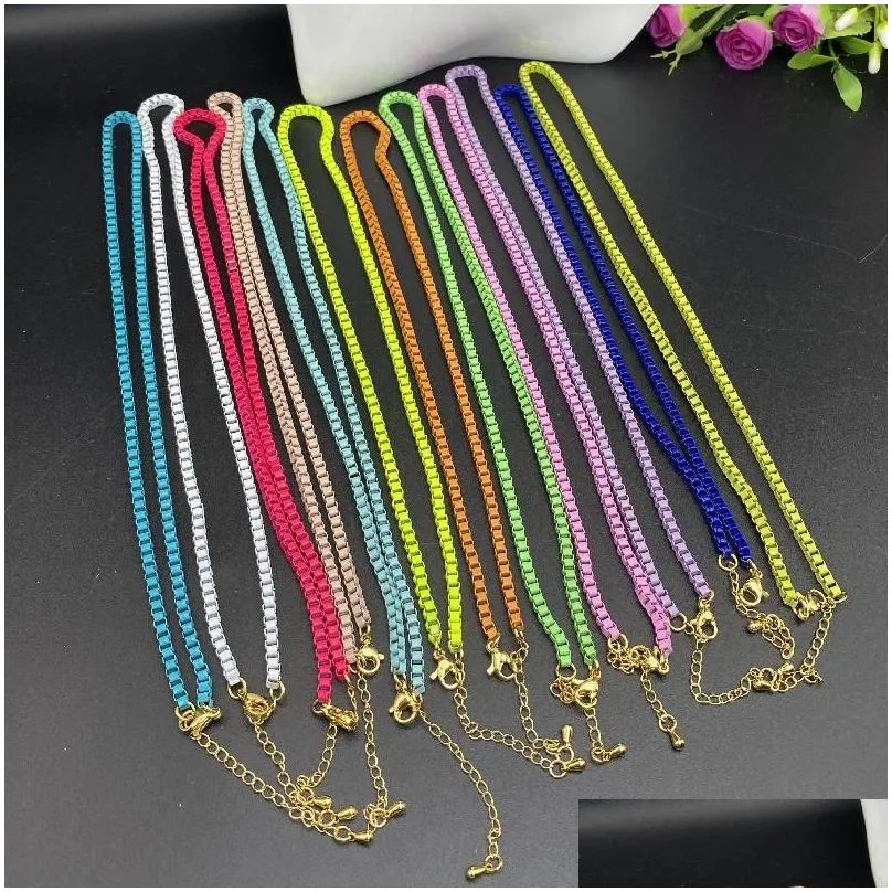 Chains Brass Colorf Enamel Paper Clip Chain Necklace Choker Jewelry Women Neck Necklaces For Girl Wholesale Supplier Drop Delivery Dhnmv