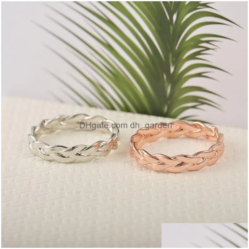 Cluster Rings Retro Winding Twist Ring For Women Creative Design Closed Gold Sier Color Wedding Elegant Jewelry Selling Dro Dhgarden Dhlub