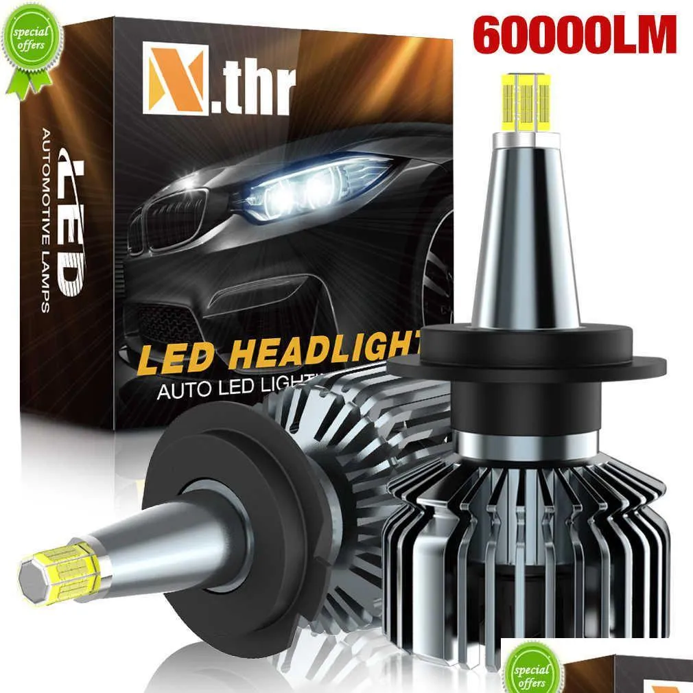 Car Headlights New H1 H7 H11 Led Car Headlight Bbs 60000Lm Bright Headlamp 6000K 9005 Hb3 9006 Hb4 D2S H3 9012 360 Fog Lights 12V Mini Dh7Fg