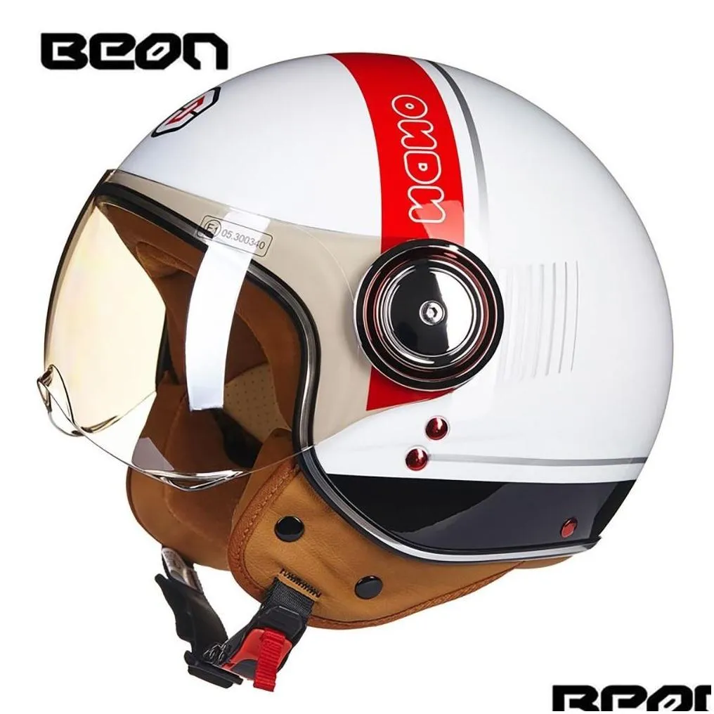 Motorcycle Helmets Helmet Chopper 3 4 Open Face Vintage Moto Casque Casco Capacete Men Women Scooter Motorbike Drop Delivery Dhwng