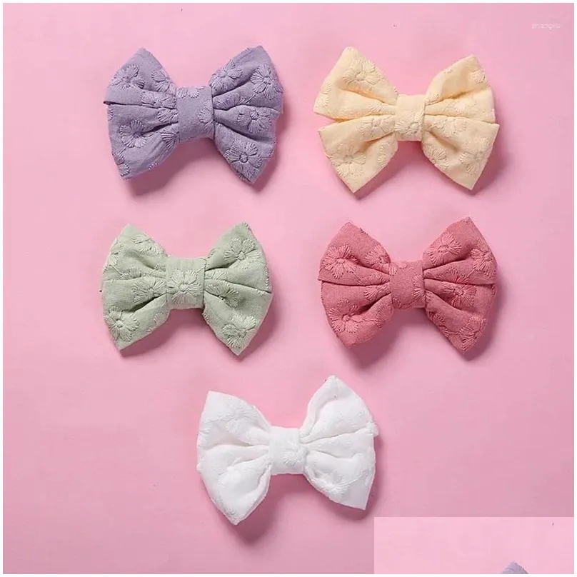 hair accessories 2 pcs/lot lovely stitch flower baby girl clips solid children hairpin bowknot cotton kids barrettes