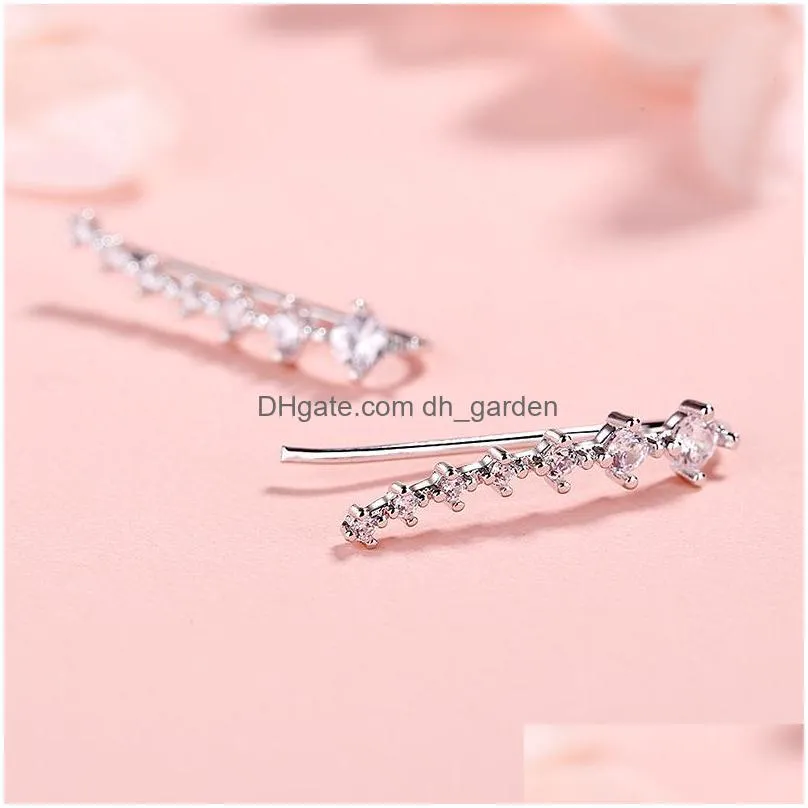 Stud 7 Crystal Cubic Zirconia Ushaped Ear Clip Cuff Cartilage Earrings For Women 925 Sterling Sier Hypoallergenic Fashion D Dhgarden Dhat2
