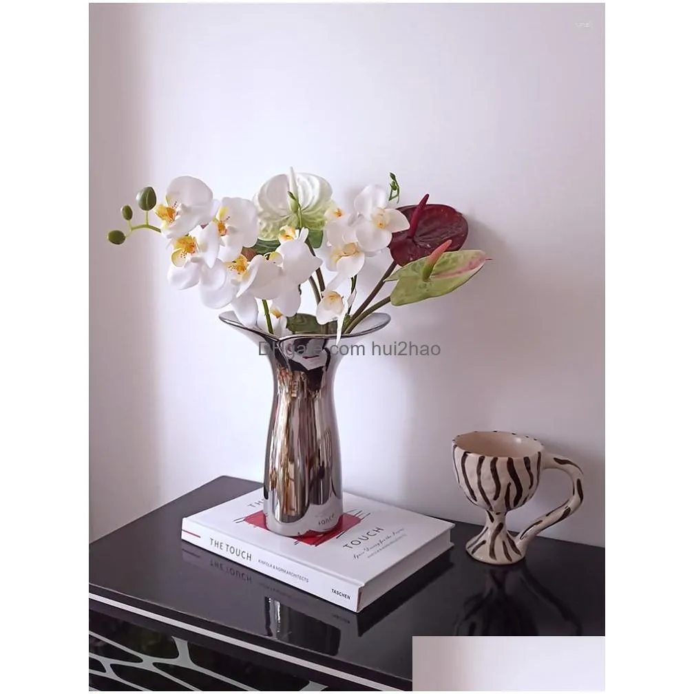 vases luxury ceramic silver plant vase electroplating floral living room flower arrangement el art pot decoration home accessories