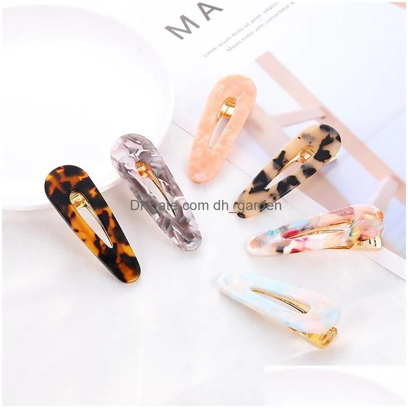 Hair Clips & Barrettes Acrylic Hair Bb Clip Accessories Hairpin Women Girls Acetic Acid Leopard Rec Shiny Tin Foil Hairgrip Dhgarden Dhvqy