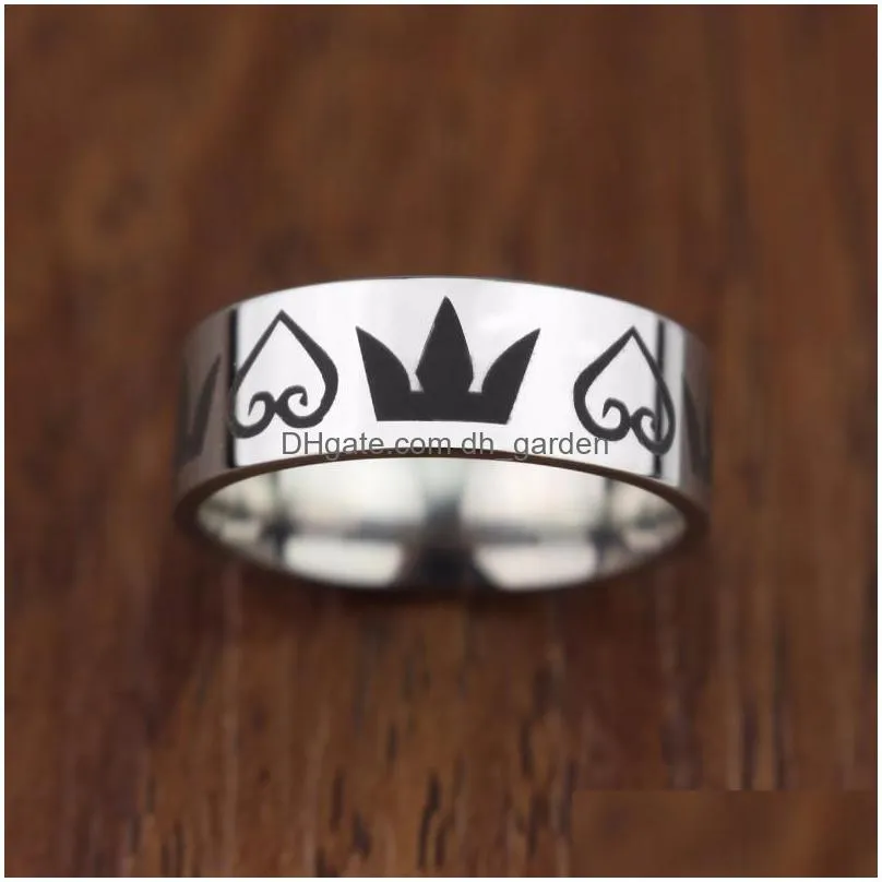 Cluster Rings High Quality Stainless Steel Kingdom Crown Heart Design Rings For Men Size 7-13 Simple Style Fashion Jewelry Dhgarden Dhxqe