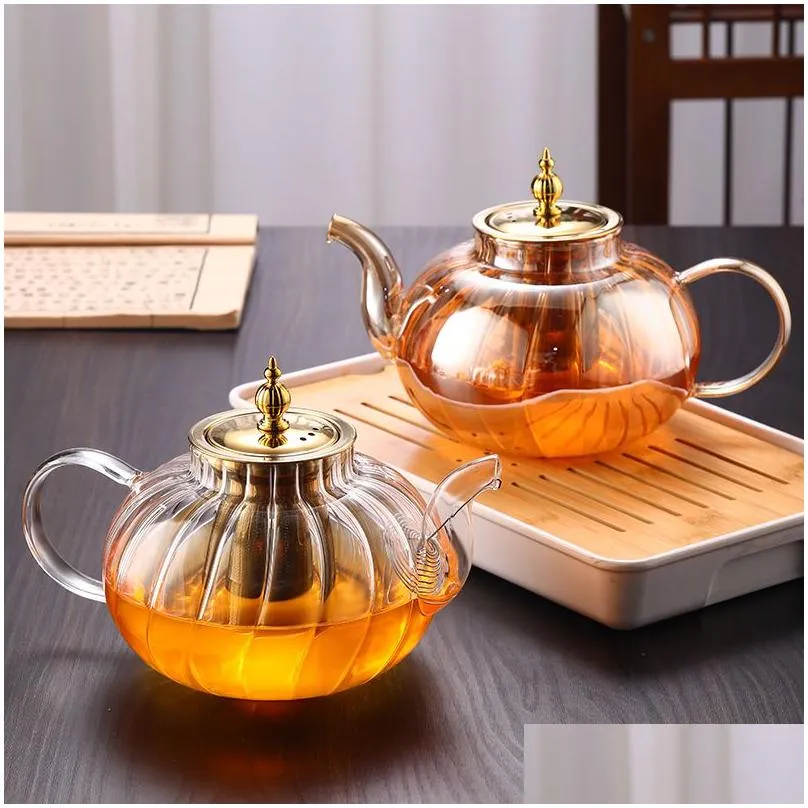 drinkware high borosilicate glass striped kettle processing custom boiling tea kettle