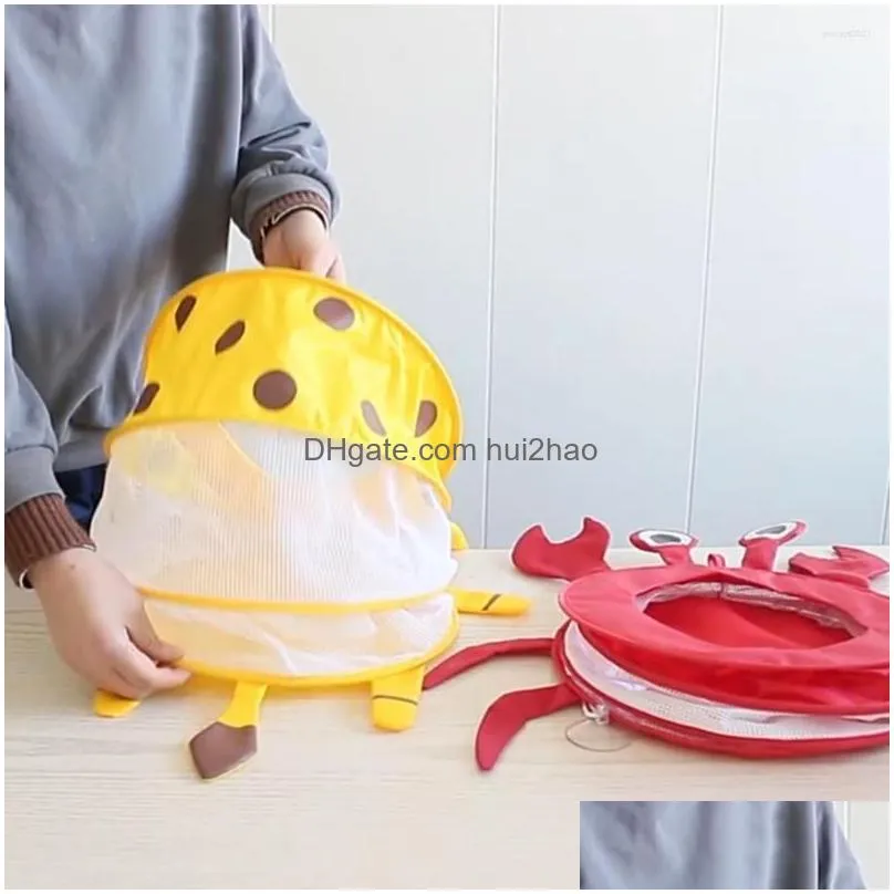 storage boxes useful crab shape baby shower toys wall bag with suction cup polyester bath attractive for kindergarten