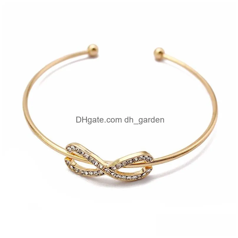 Bangle Gold Sier Crystal Rhinestone Charm Infinite Bracelets Bangles For Women Number 8 Love Cuff Bangle Fashion Open Arm J Dhgarden Dhhq1