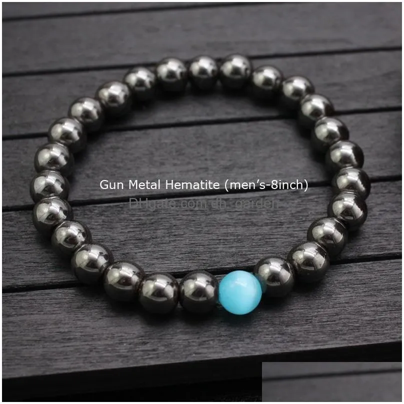 Beaded Handmade Matte Onyx Beads Natural Stones Bracelet For Mens Women Hematite Stone Lava Semiprecious Jewelry Gift Drop Dhgarden Dhgbm