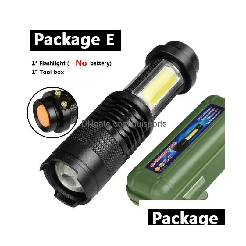 Flashlights Torches Traviolet Torch Mini Penlight Light Use /14500 Battery Waterproof 3 Mode Zoomable Adjustable Focus Lantern Drop Dh0Kb