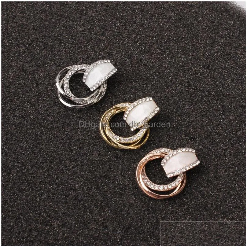 Hoop & Huggie Arrival Geometric Rhinestone Mtilayer Round Stud Earring For Women Trendy Fashion Hoop Drop Jewelry Gift Drop Dhgarden Dh15Q