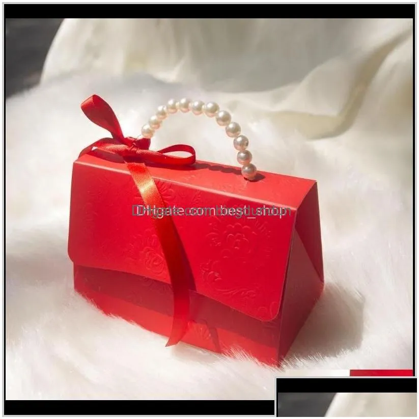 Gift Wrap Event Festive Party Solid Color Candy Boxes With Ribbon Portable Small Paper Box Red Marry Supplies5461688 Drop Delivery Dhrab