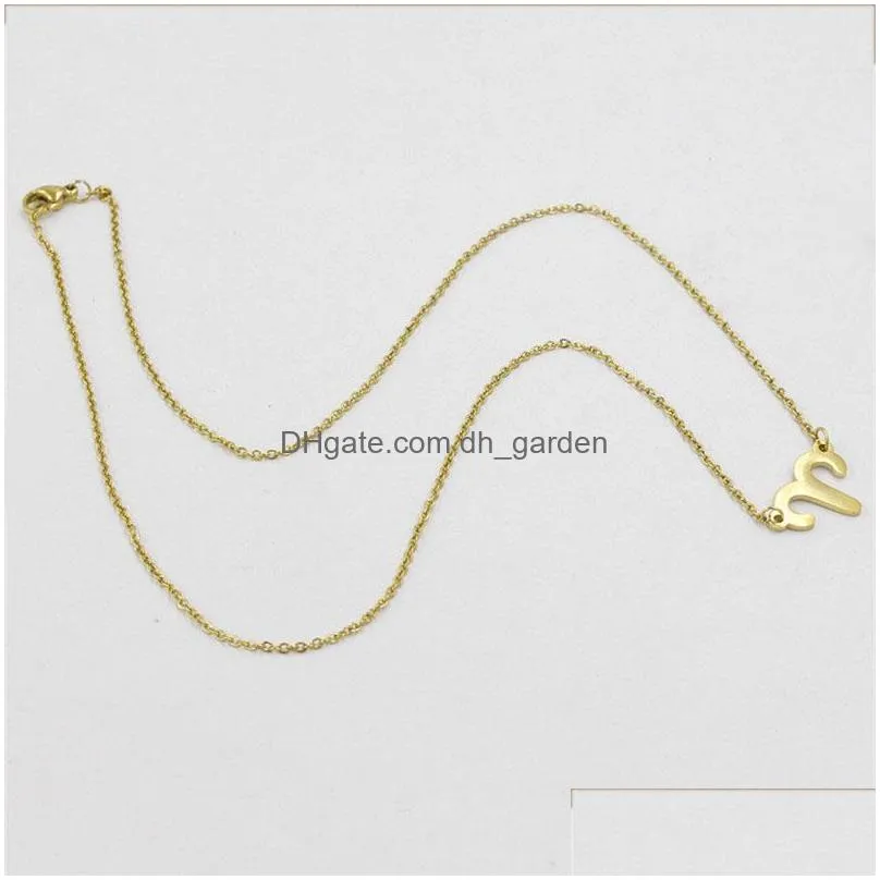 Pendant Necklaces 12 Constellation Stainless Steel Pendants Choker Necklaces For Women Gold Fashion Simple Pendant Chain Nec Dhgarden Dh390