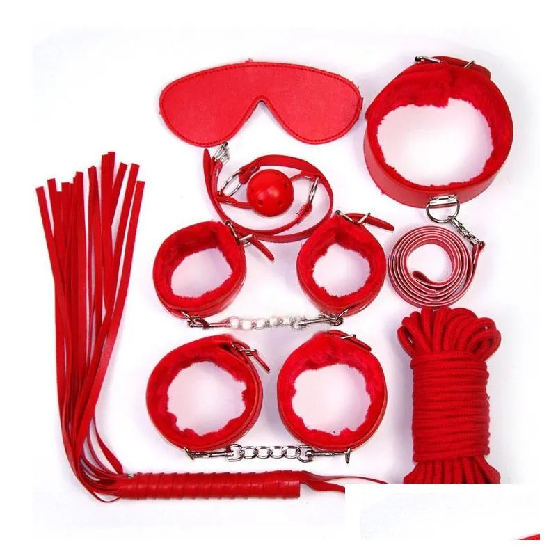 Other Health & Beauty Items Leather Bondage Restraint Fetish Whip Rope Blindfold Wrist Cuffs Collar Mouth Gag Bondages Kit 7 Pcs/Set A Dhuwr