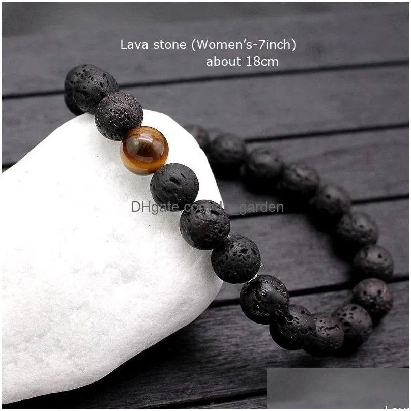 Beaded Handmade Matte Onyx Beads Natural Stones Bracelet For Mens Women Hematite Stone Lava Semiprecious Jewelry Gift Drop Dhgarden Dhgbm