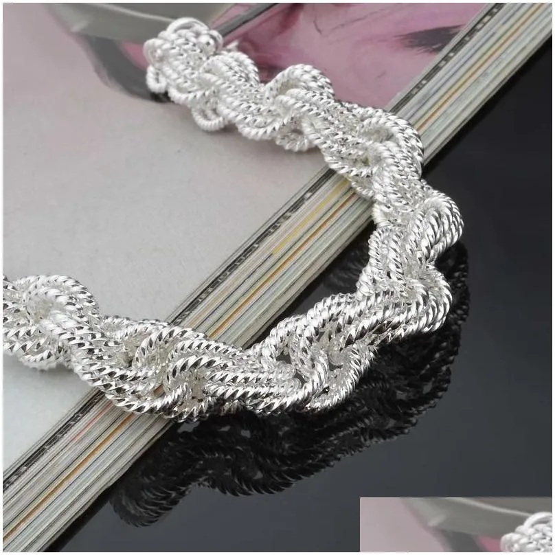 Chain High Quality Low Price 925 Sier Bracelets Grade Sterling For Wedding Party Women Jewelry Men Bracelet Charms Drop Delivery Jewe Dh79R