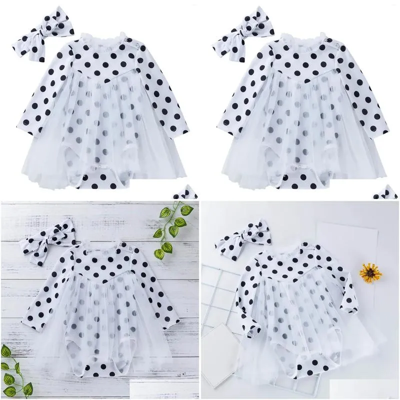 hair accessories girl summer dress climbing skirt polka dot print crew neck long sleeve bow gender neutral baby clothes simple