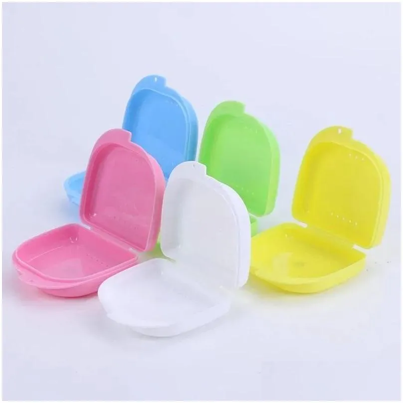 customizable plastic denture box high quality muti color dental guard case plastic orthodontic dental retainer case small