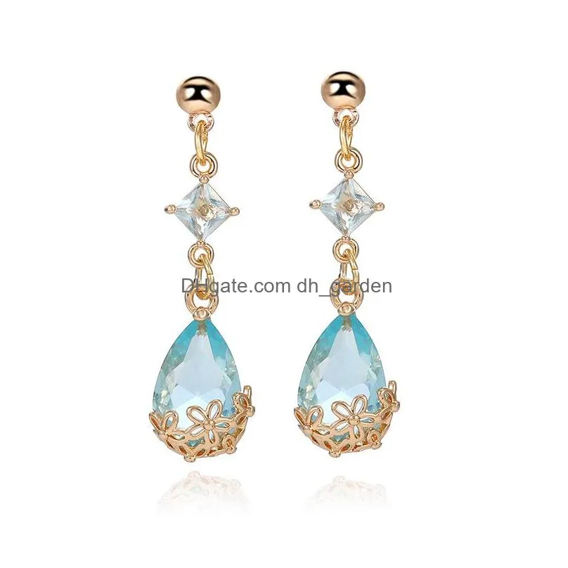 Dangle & Chandelier New Arrival K9 Crystal Glass Chandelier Dangle Earring For Women Unique Design Geometric Water Drop Tre Dhgarden Dhtnp