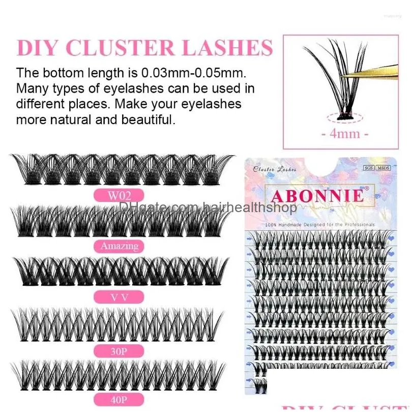 False Eyelashes Abonnie Clusters Volume Eyelash Extensions Mix Individual Lashes Natural Segmented Bundles Makeup Supplies Drop Deliv Dhp2K
