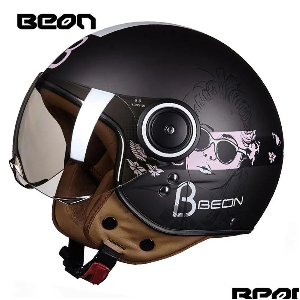 Motorcycle Helmets Helmet Chopper 3 4 Open Face Vintage Moto Casque Casco Capacete Men Women Scooter Motorbike Drop Delivery Dhwng