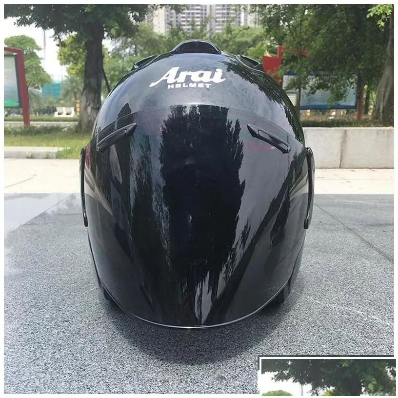 Motorcycle Helmets Black Half Helmet Outdoor Sport Men And Women Racing Open Face Dot Appd Drop Delivery Mobiles Motorcycles Dhc9Z