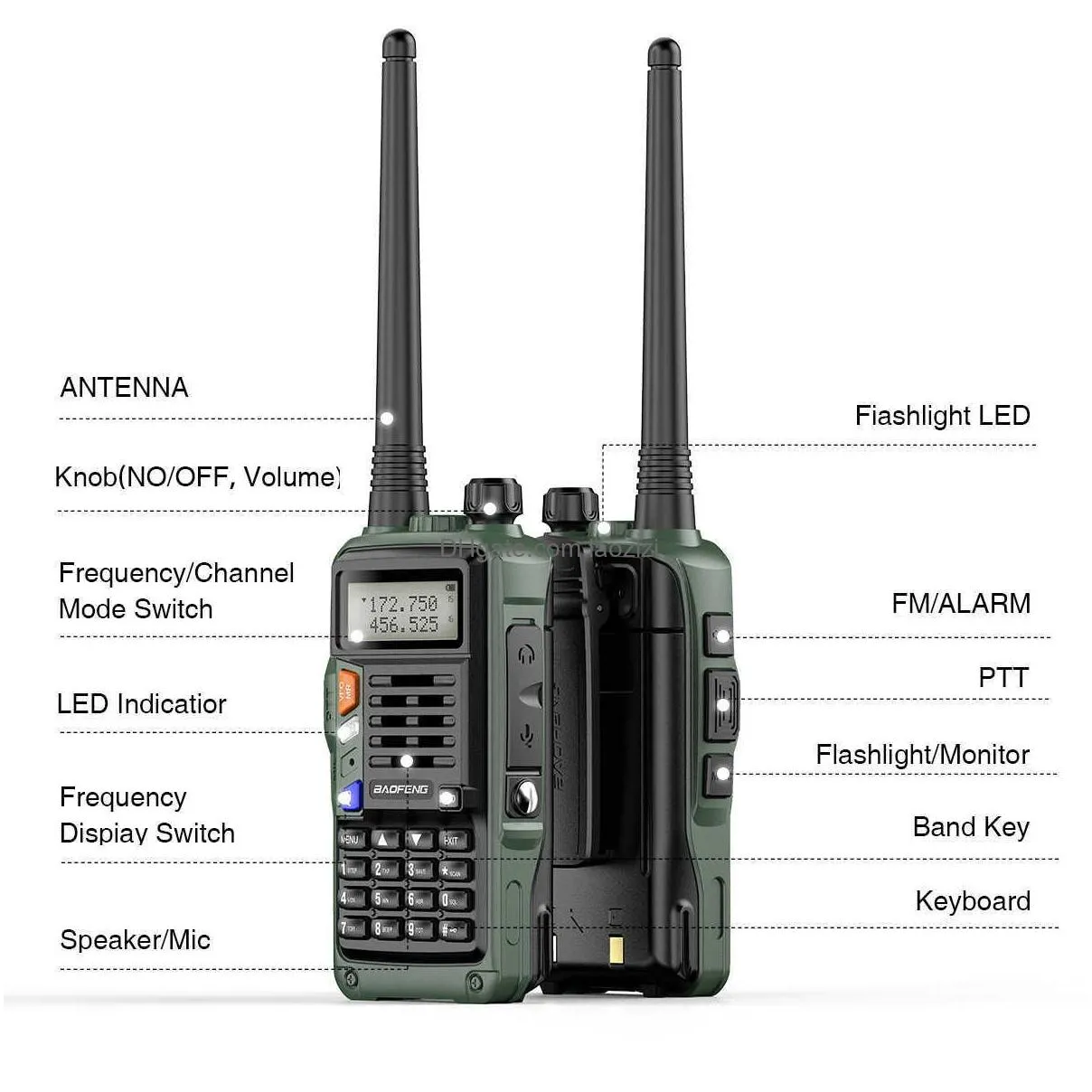 baofeng uv-s9 plus powerful handheld transceiver with uhf vhf dual band long range walkie talkie ham uv-5r two way radio