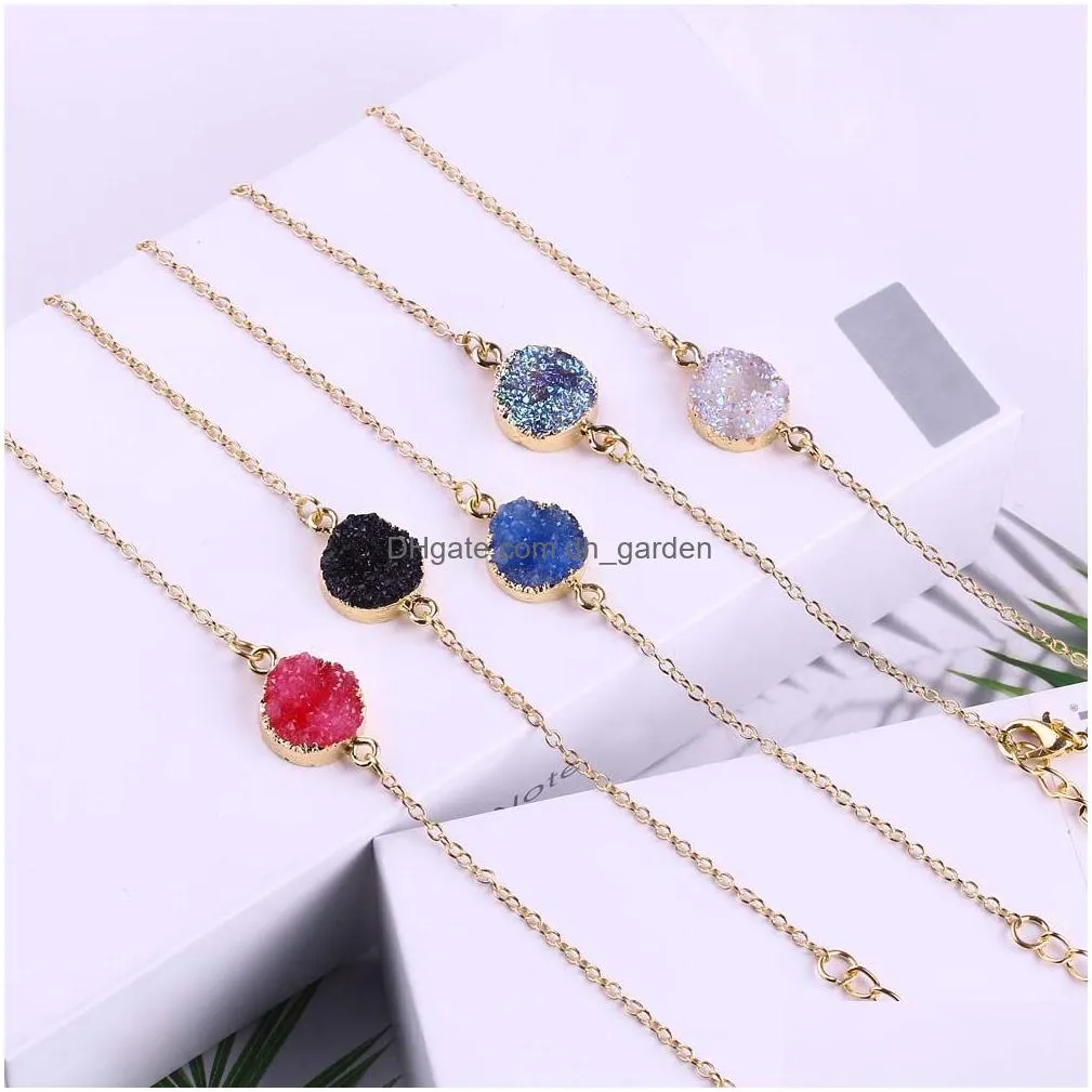 Chain Adjustable Size Nature Resin Durzy Charm Pendant Brcelet For Women 5 Color Pickable Chain Bracelet Fashion Jewelry Dr Dhgarden Dhteo