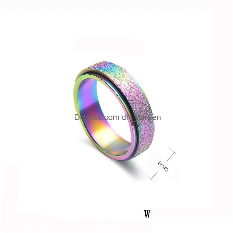 Cluster Rings High Quality 6Mm Colorf Spinner Rings Charm Titanium Steel Matte Engagement For Women Stainless Jewelry Whole Dhgarden Dhbb5