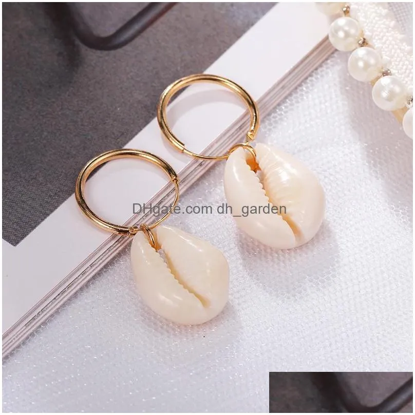 Dangle & Chandelier New Arrival Handmade Geometric Shell Earrings For Women Girl Copper Woven Hanging Dangle Earring Modern Dhgarden Dh4Pp