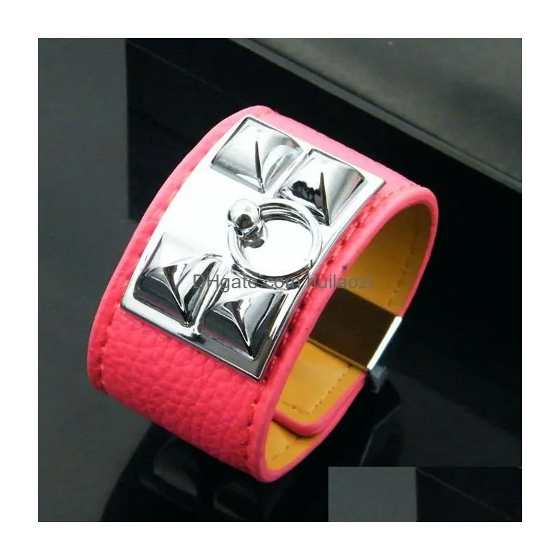  arrival design zinc alloy bracelet with pu leather women and manversion silver bangles jewelry whole gifts7001165