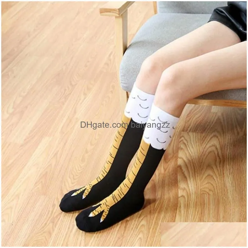 women socks hosiery girl knee-high chicken leg fitness print creative cartoon animal thigh stockings funny 3d